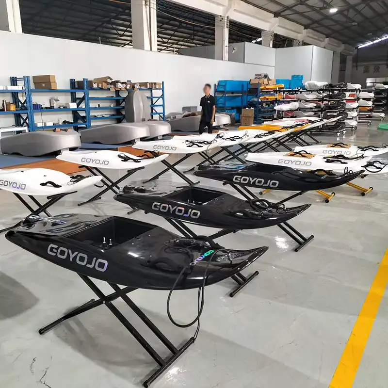 Motorized surfboard factory production line