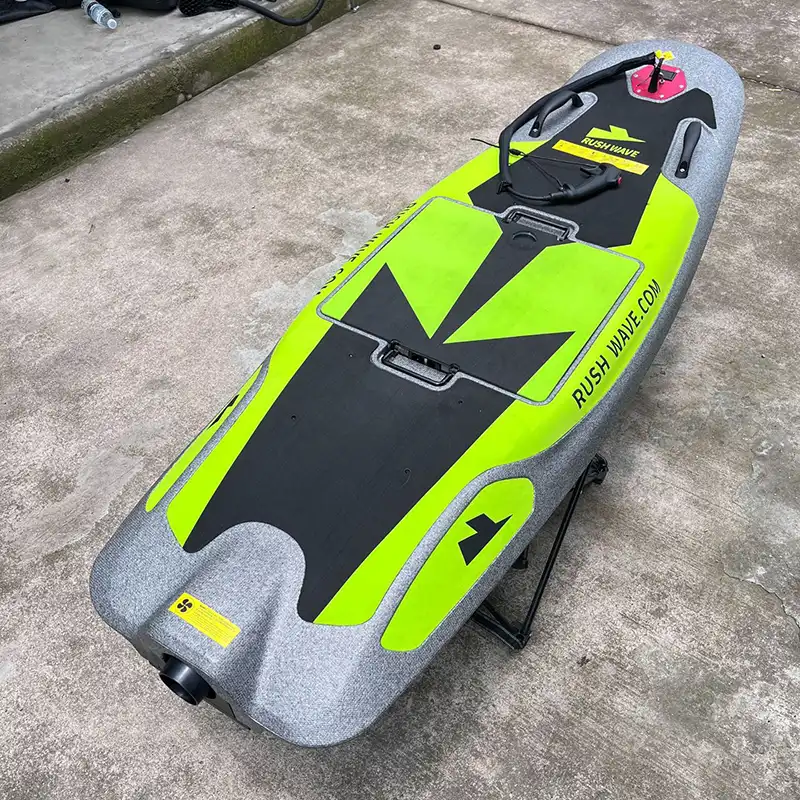 Motorized surfboard top angle view