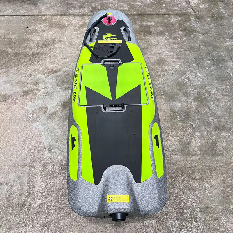 Motorized surfboard front view