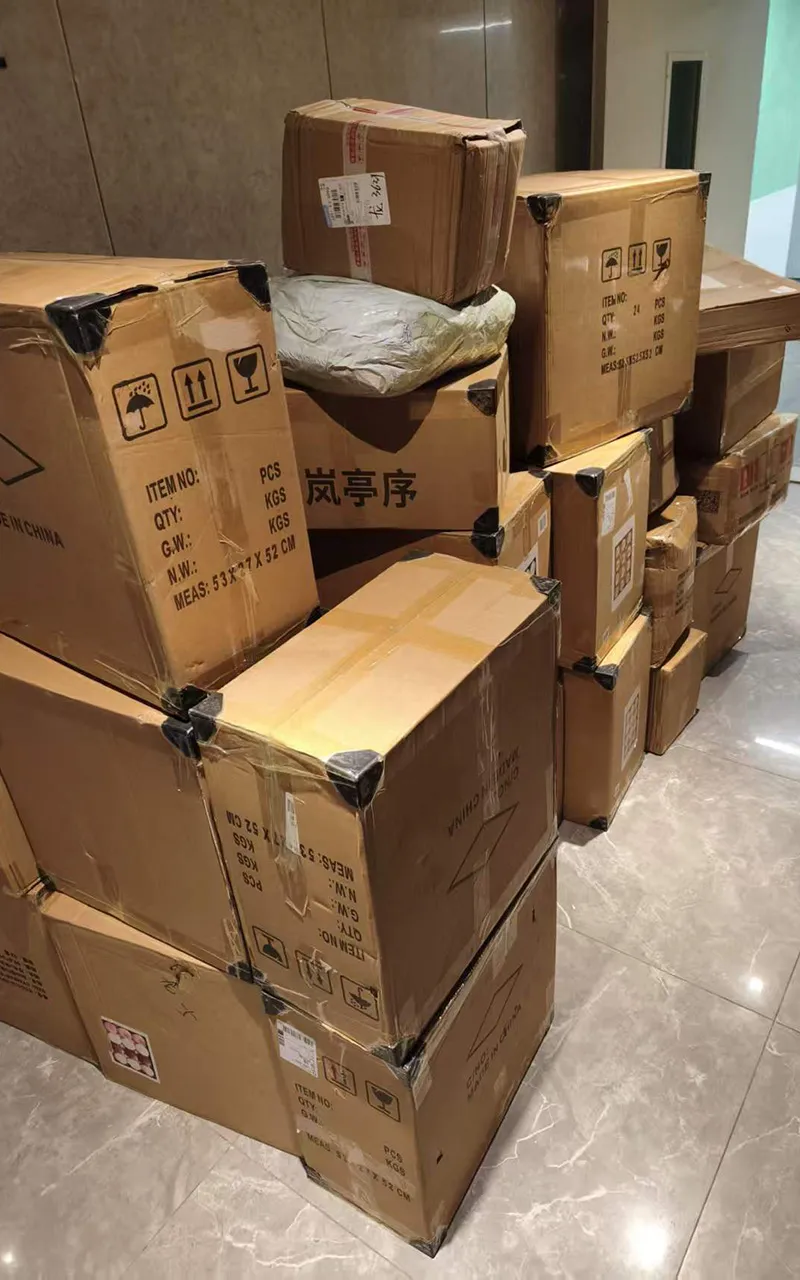 Packaged goods ready for overseas shipping