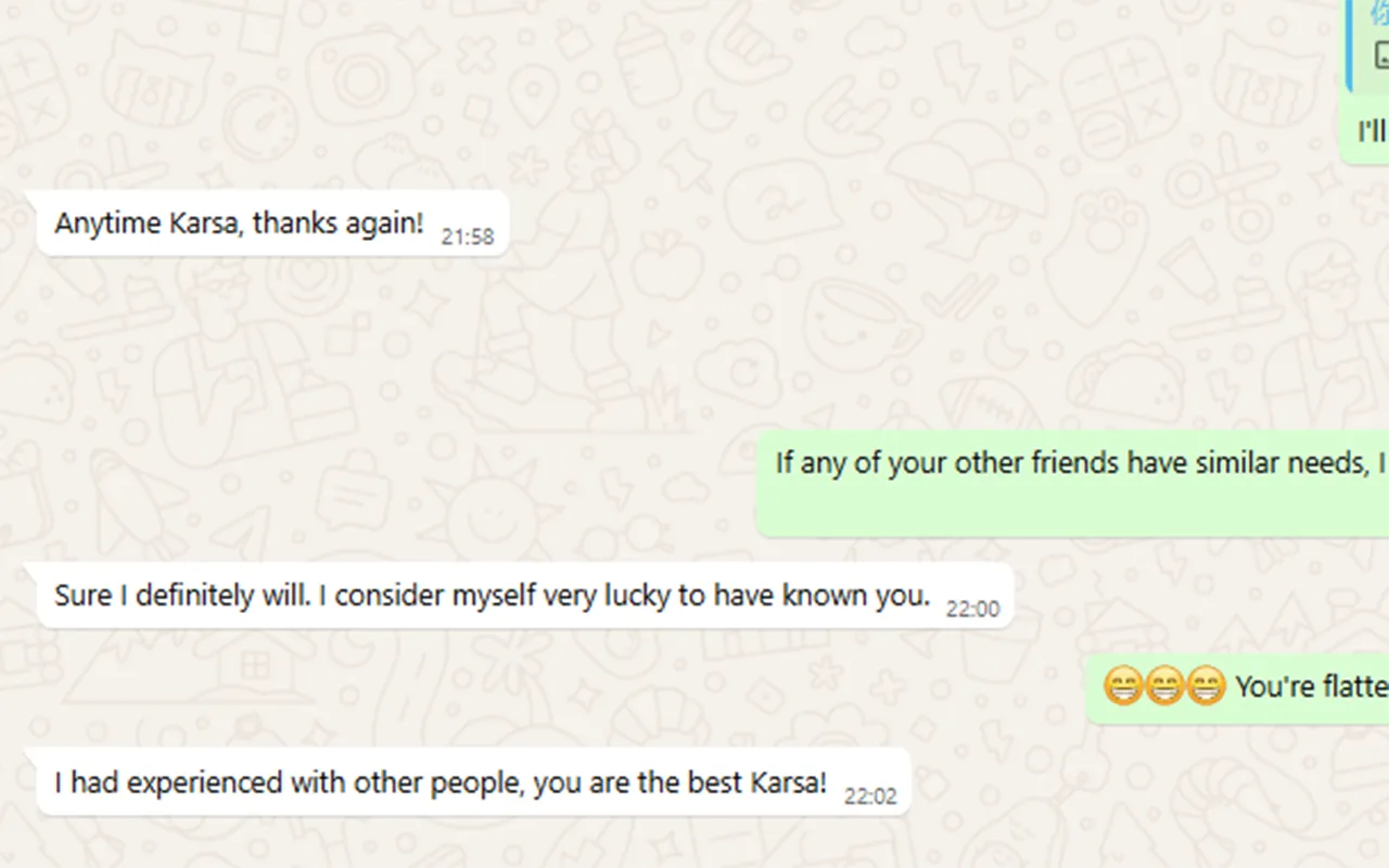 Final praise - You are the best Karsa - on WhatsApp