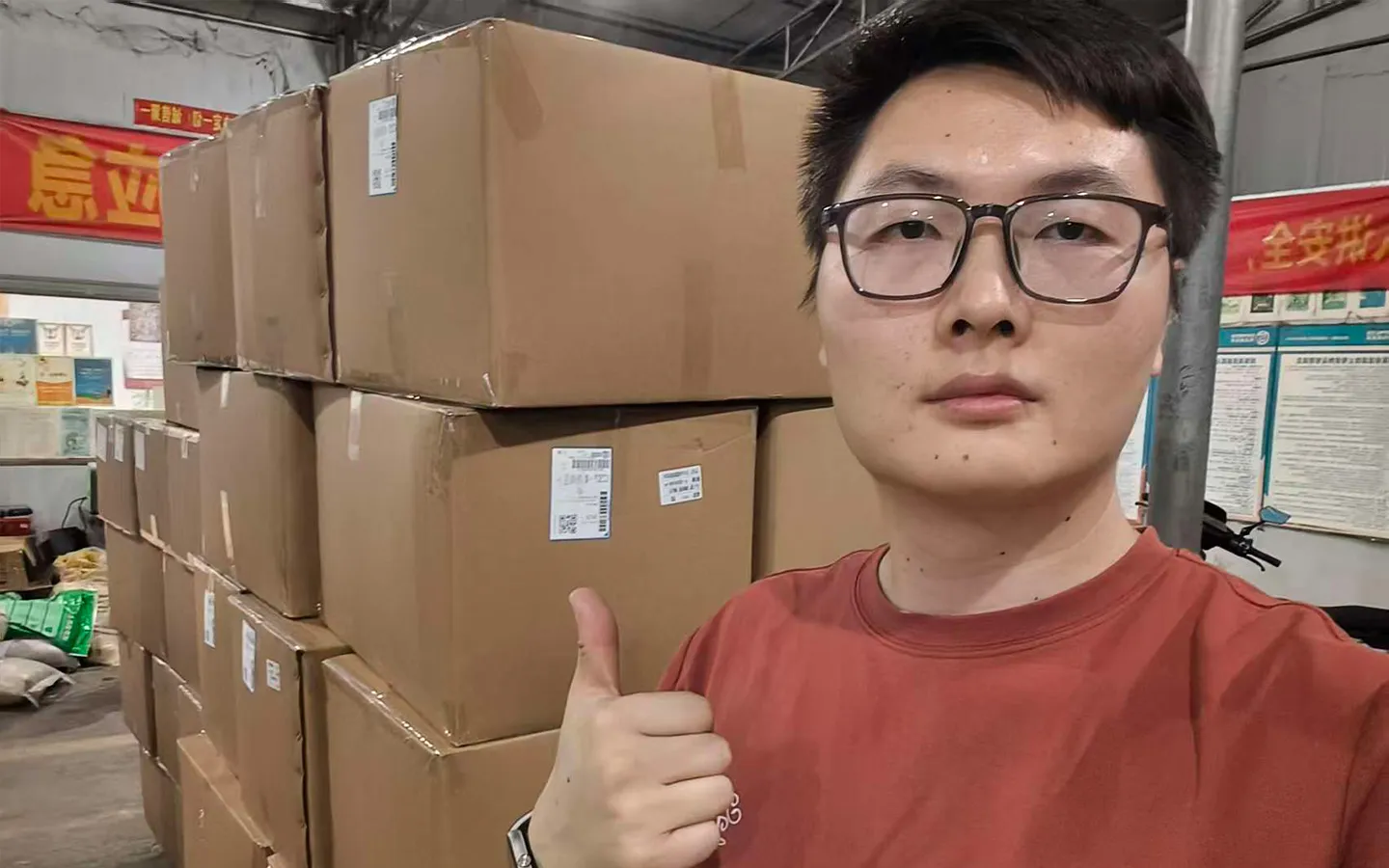 Goods packed and ready for international shipping from China