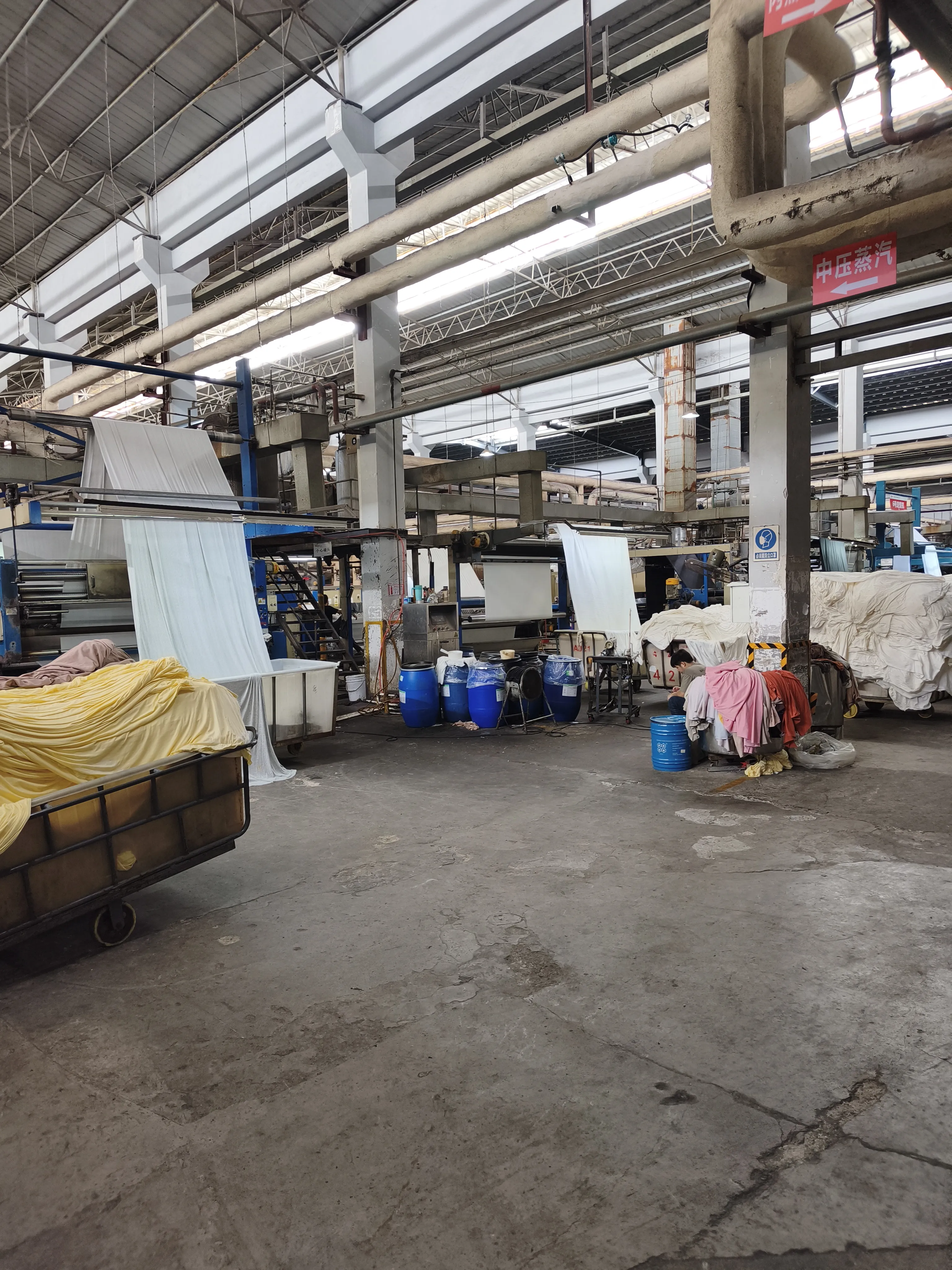 View of the integrated textile and garment factory floor in Zhaoqing, China